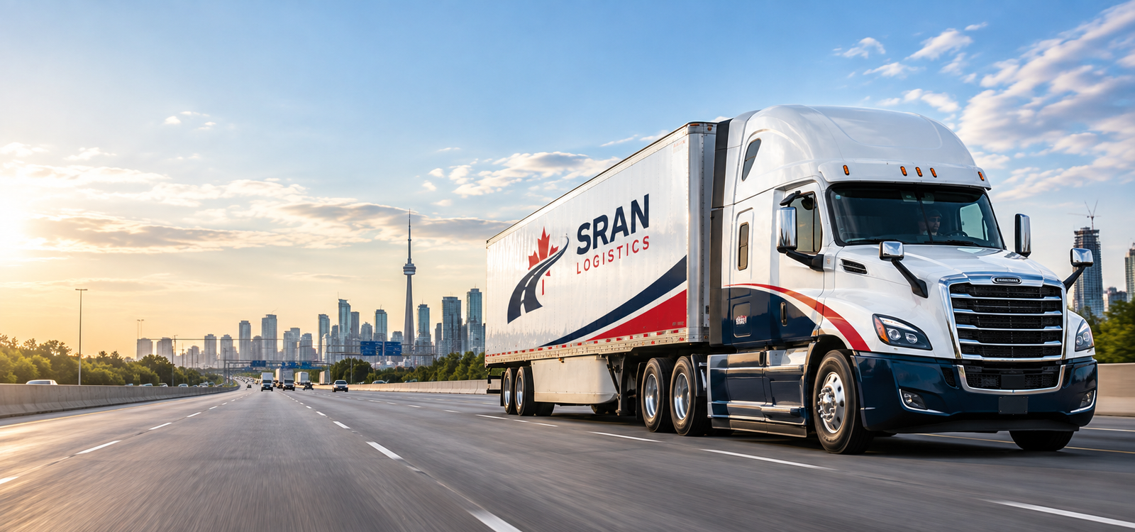 Commercial Semi-Truck Fleet on Highway